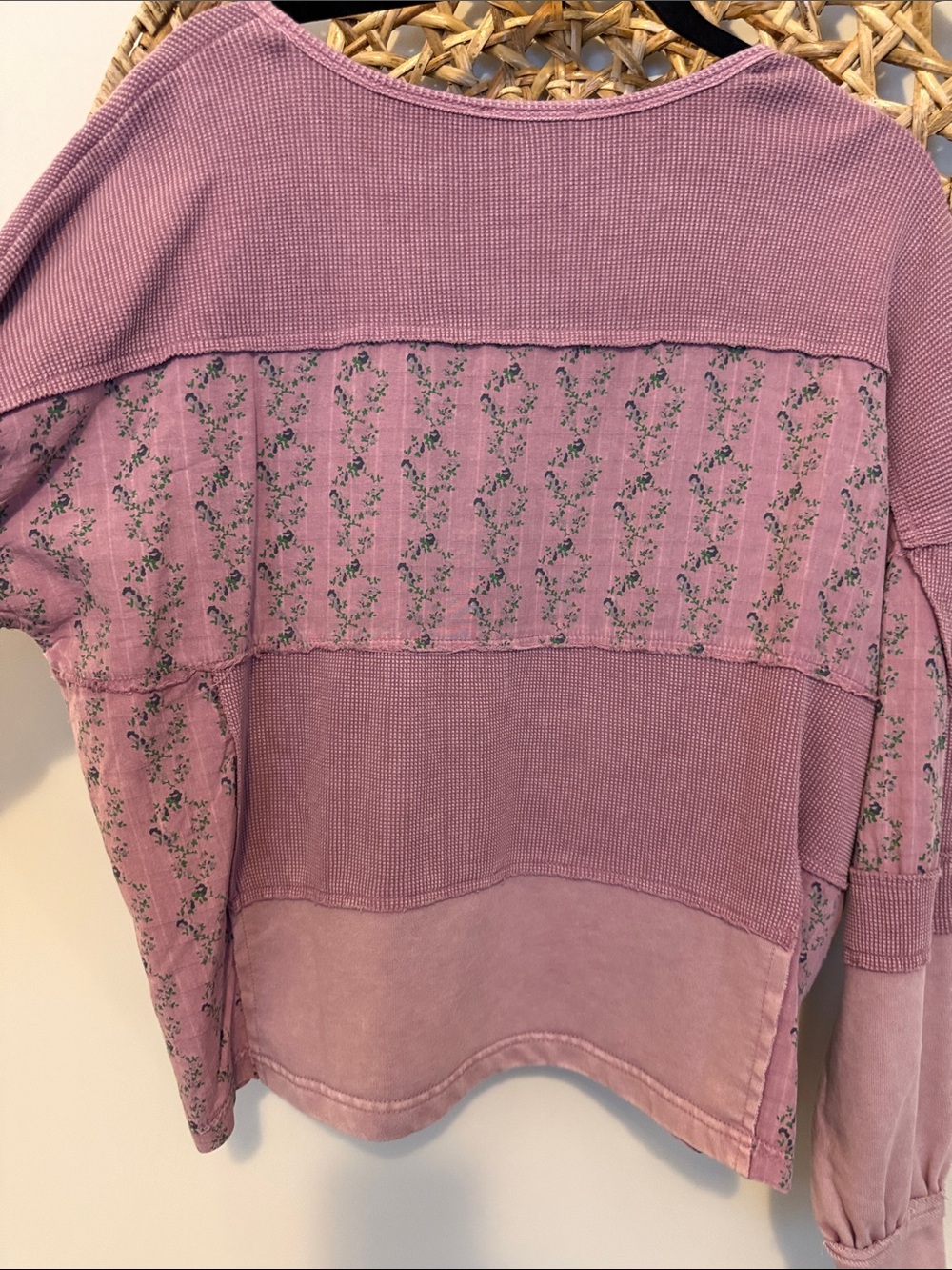 easel Mauve Patchwork Floral Henley Sweatshirt - Picture 8 of 15